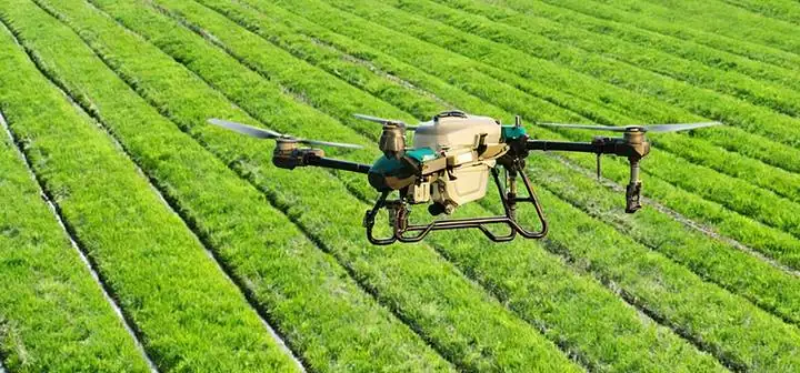 JT-80 agricultural spray drone flying over crop rows