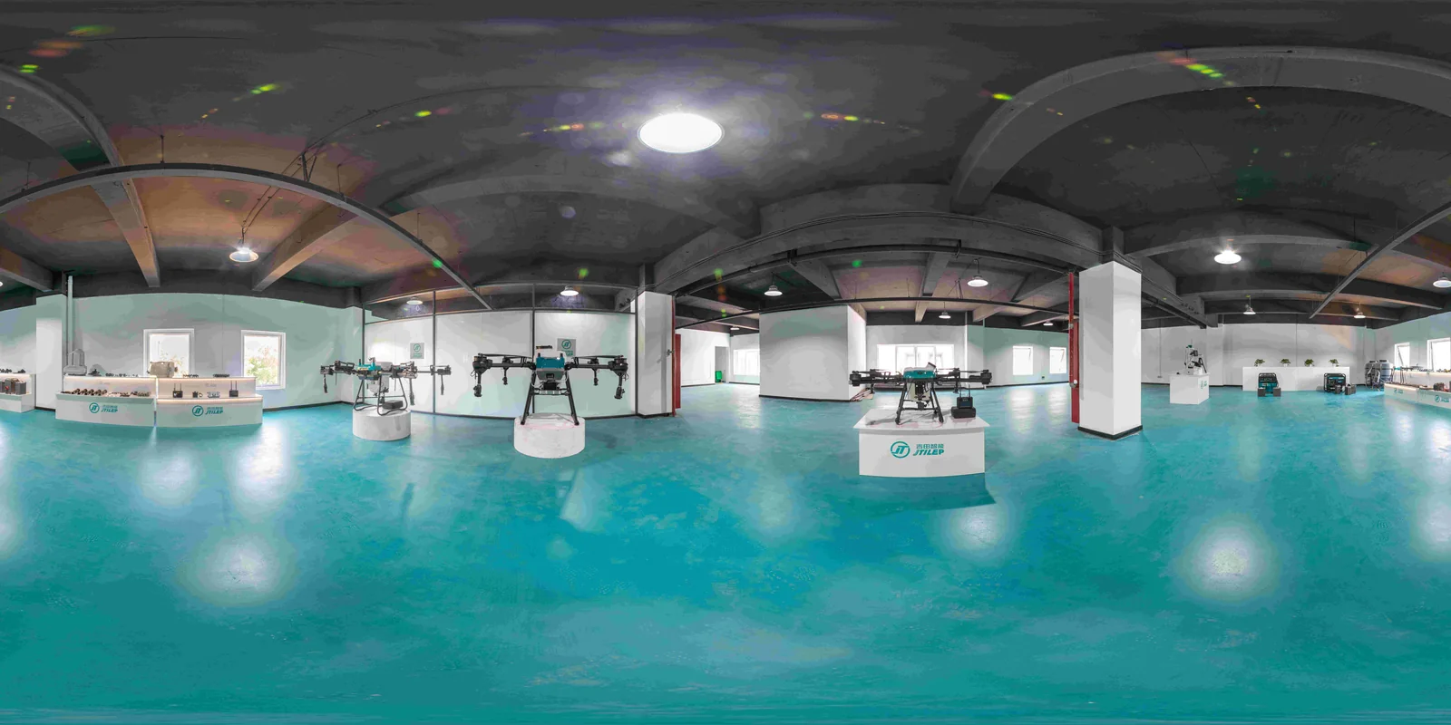 Drone assembly workshop with several airframes under build at the same time