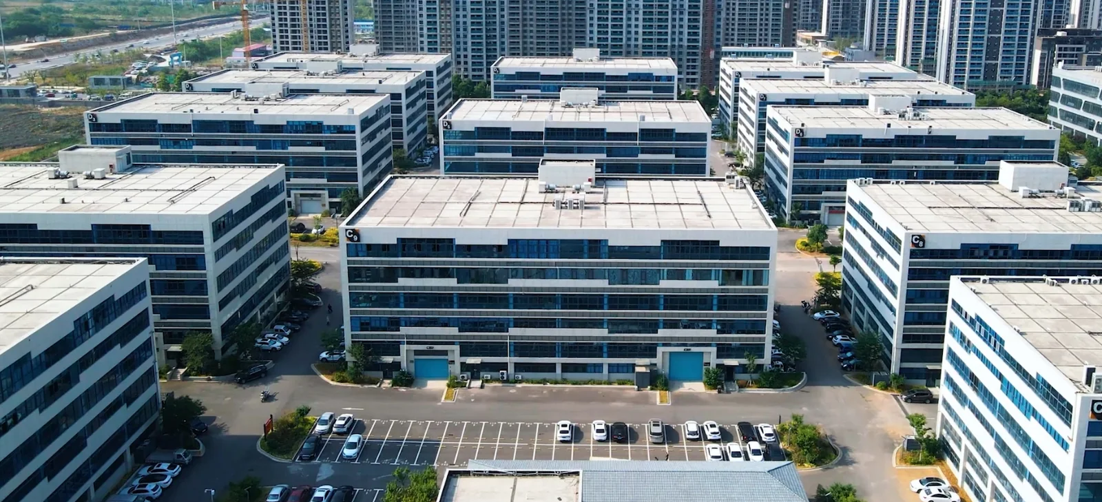 Aerial view of the industrial campus in Xuzhou where both the spray drone and the auto-steering kit are built
