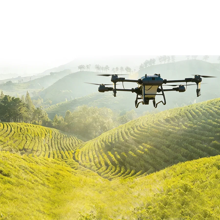 JT-80 agricultural spray drone treating a terraced tea plantation