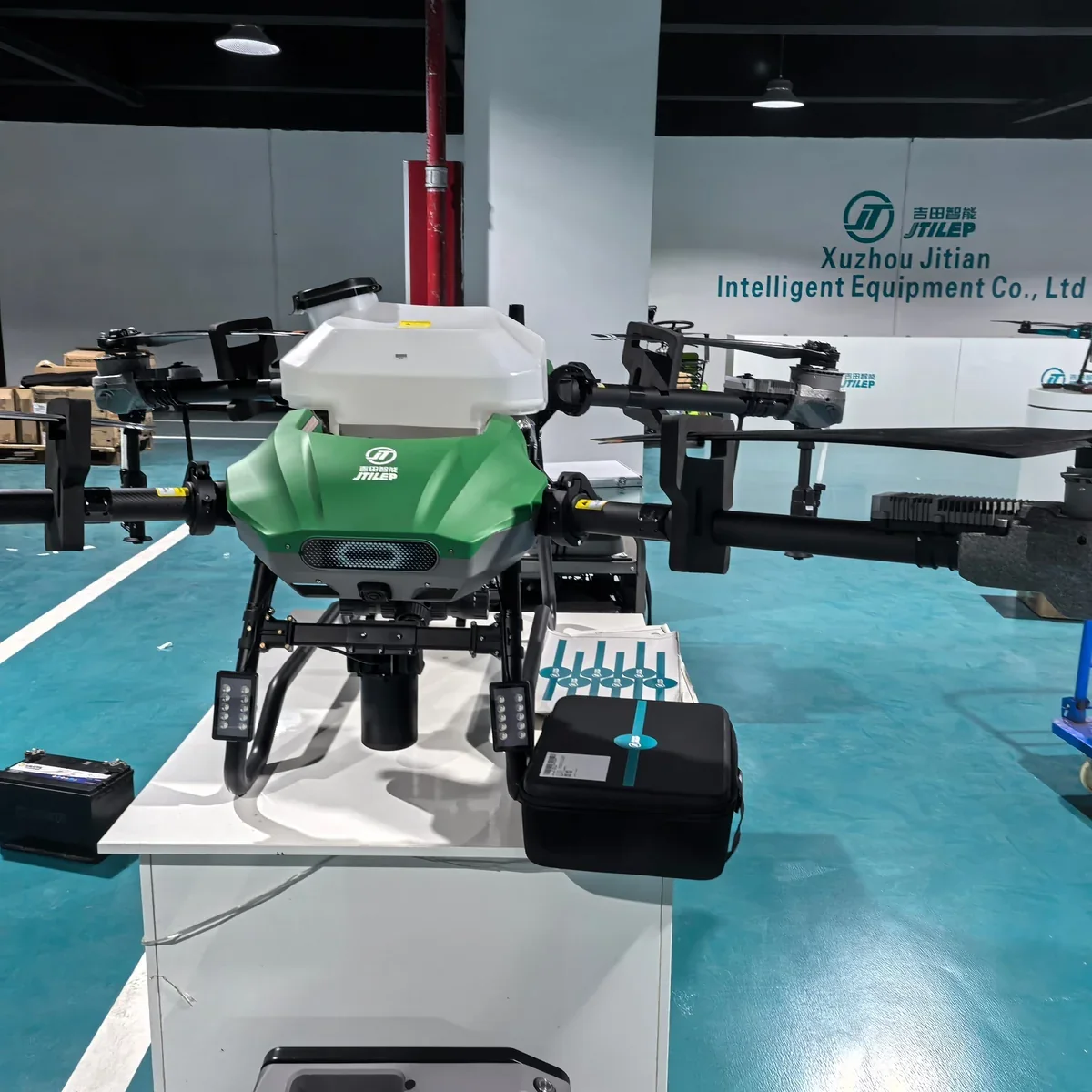 JT-80 spray drone on the factory display stand ready for shipment