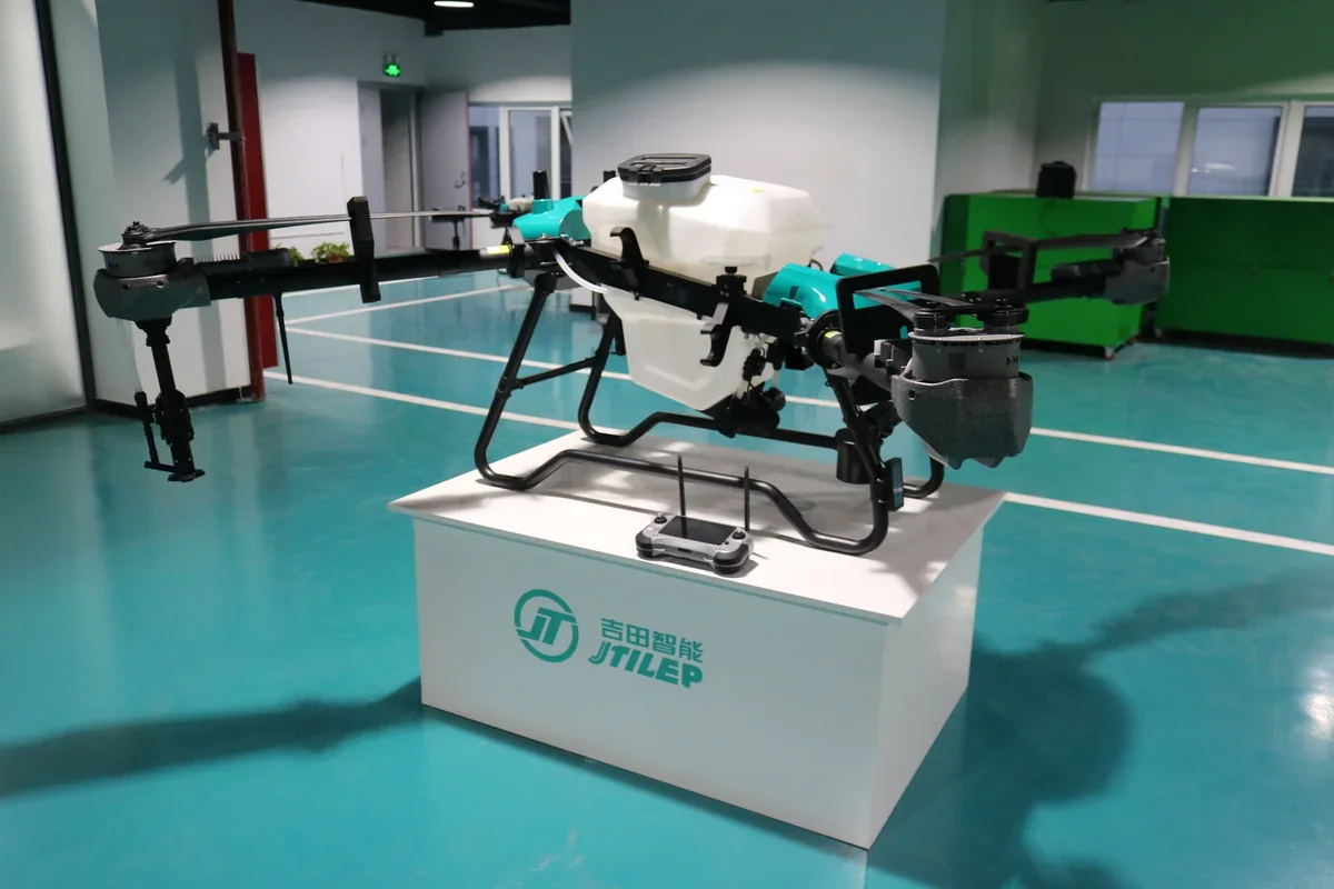 JT-80 spray drones lined up on the factory floor for fleet planning